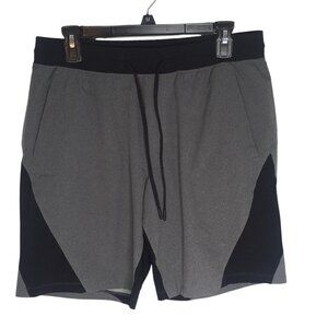 Lululemon Shorts Mens Medium Gray Black Lined Running Training Drawstring Phone